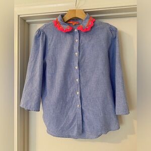 Vilagallo Lali Gingham Print Blouse Blue/White